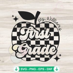 Custom first grade teacher apple svg file for cutting machine