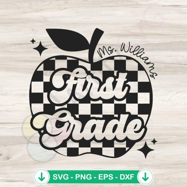Custom first grade teacher apple svg file for cutting machine