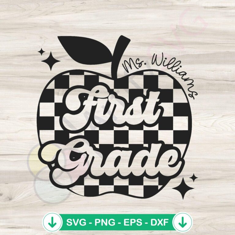 Custom First Grade Teacher Apple SVG Instant Download - Educational SVG for Classroom Decor 2 Custom first grade teacher apple svg file for cutting machine