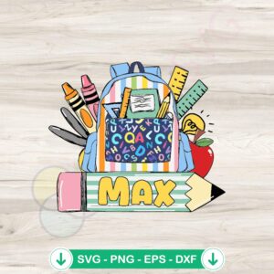 Personalized School Backpack SVG file for Cricut cutting machine