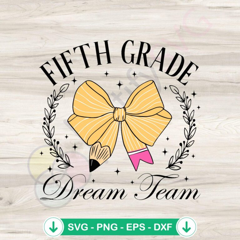 Fifth Grade Dream Team Pencil Coquette Bow svg file cut files