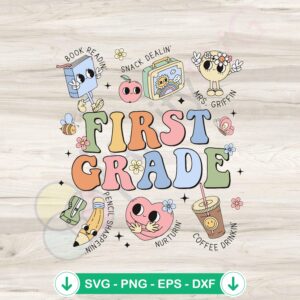 Custom First Grade Teacher Doodles SVG file for cutting machine