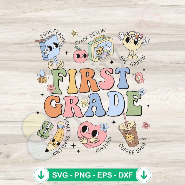 Custom First Grade Teacher Doodles SVG Clipart - Unique Classroom Design Pack 2 Custom First Grade Teacher Doodles SVG file for cutting machine