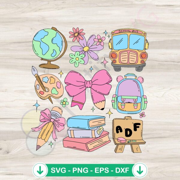 Back to School Groovy Doodles SVG file for cricut cutting machine