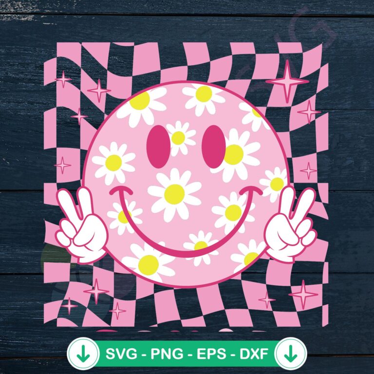 Checkered Field Day Squad Floral Face SVG file for Cricut cutting