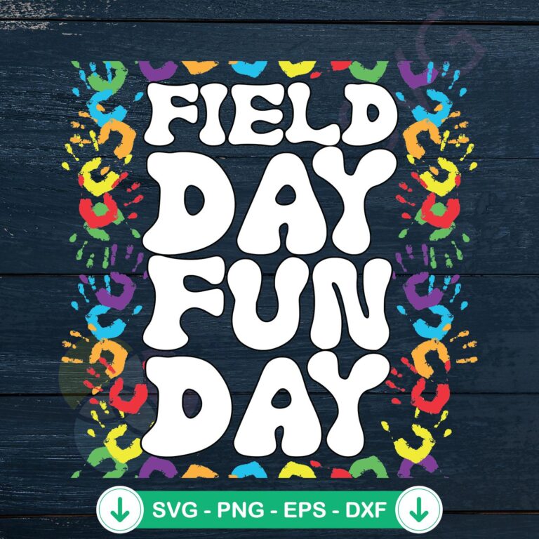 Field Day Fun Day Colorful Hands SVG file for Cricut cutting