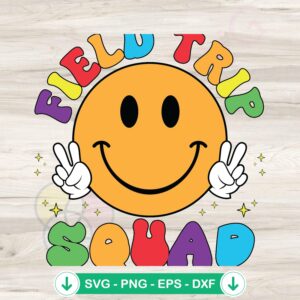 Groovy Field Day Squad Smiley Face SVG file for Cricut