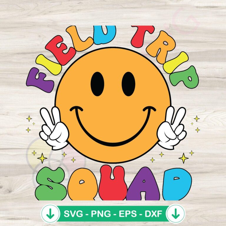 Groovy Field Day Squad Smiley Face SVG Instant Download 2 Groovy Field Day Squad Smiley Face SVG file for Cricut