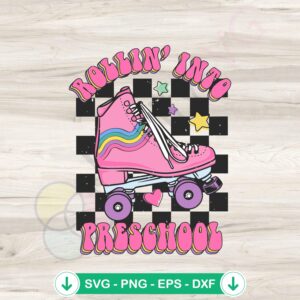 Groovy Rolling Into 10 Back To School SVG file for Cricut