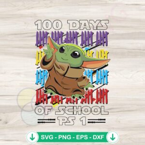 Retro Baby Yoda SVG file for 100 Days Of School, cutting file