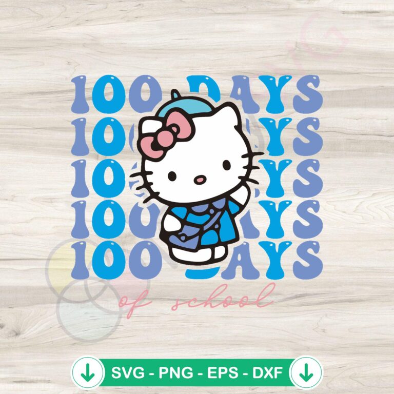 Kitty 100 Days of School SVG file for Cricut cutting machine