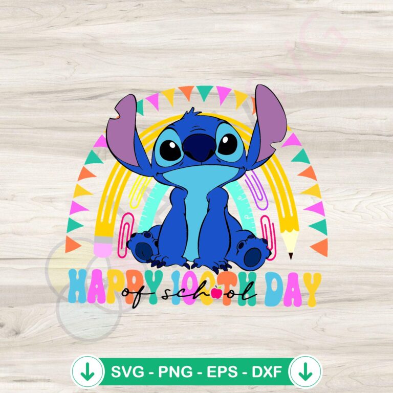 Happy 100th Days of School Rainbow Stitch SVG Digital Download 2 Happy 100th Days of School SVG file for Cricut cutting machine