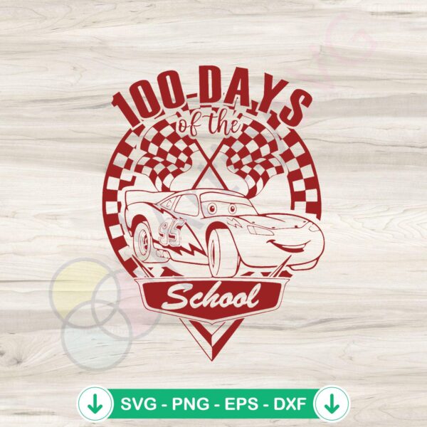 Lightning McQueen SVG file for 100 Days of School crafting