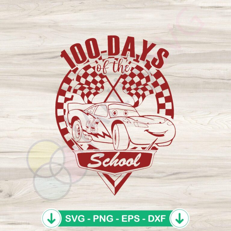 Lightning McQueen SVG file for 100 Days of School crafting