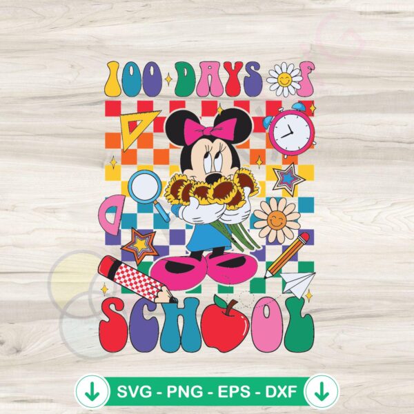 Minnie Mouse SVG file for 100 Days of School cutting file