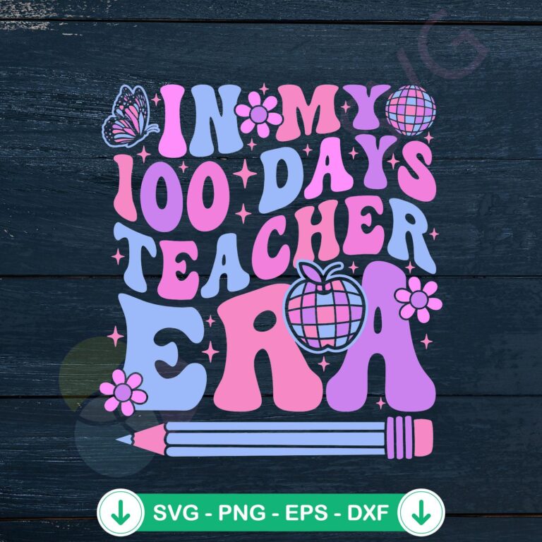 Retro 100 Days Teacher Era SVG Files for Cricut - Digital Download 2 Retro 100 Days Teacher svg file for Cricut cutting machine