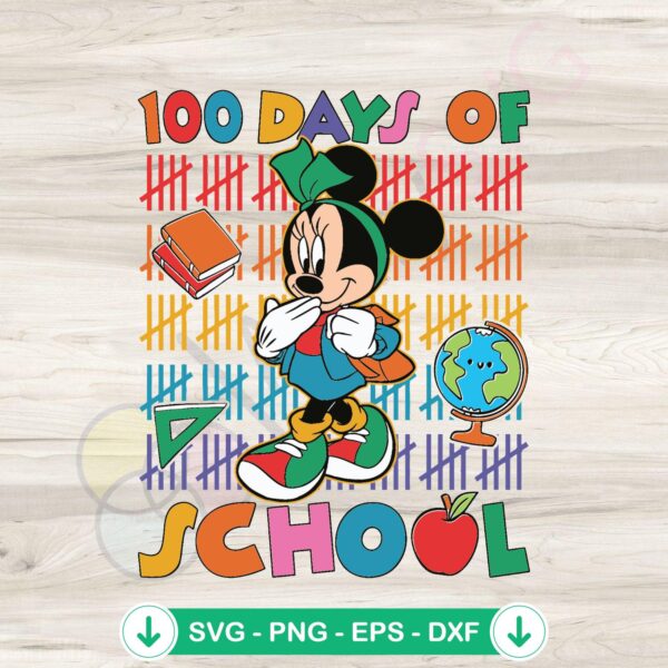 Minnie Mouse 100 Days of School svg file for Cricut cutting file