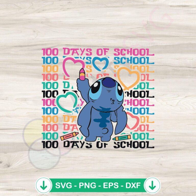 Disney Stitch 100 Days Of School SVG Instant Download - Cute Back to School Clipart 2 Disney Stitch 100 Days of School SVG file for Cricut