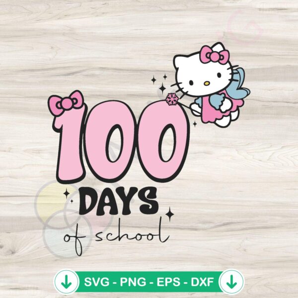 Kawaii Kitty SVG file, 100 days of school cut file