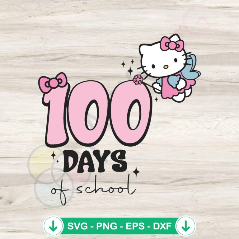 Kawaii Kitty SVG file, 100 days of school cut file