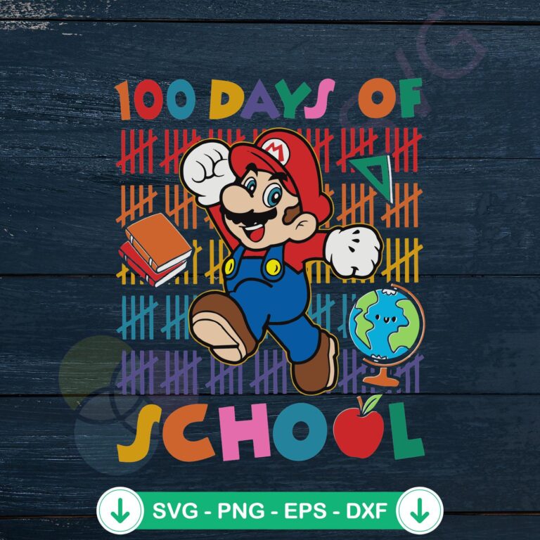 Super Mario 100 Days Of School SVG Digital Download 2 Super Mario 100 Days Of School SVG file for cricut svg cutting file