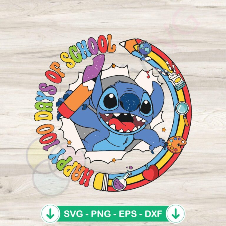 Cute Stitch 100 Days of School SVG file for cricut