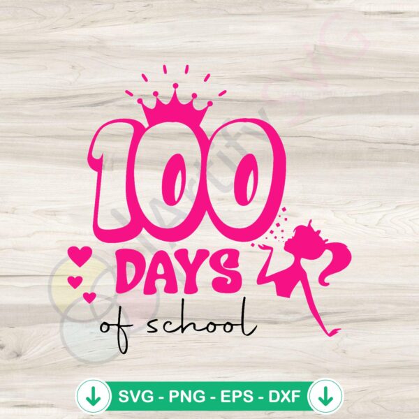 100 Days of School Pink Doll Barbie SVG file for cutting machine