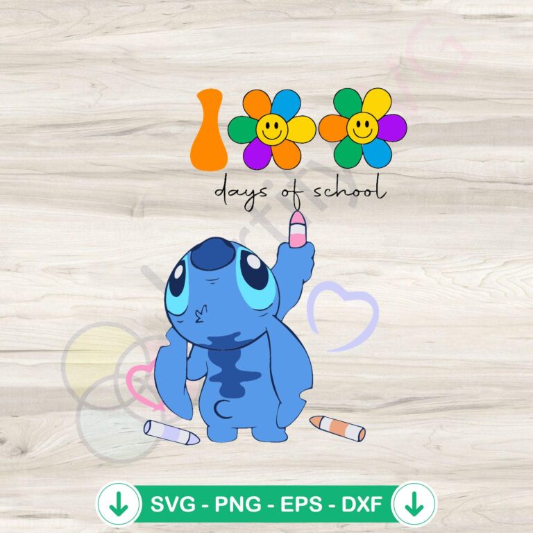100 Days of School Stitch Drawing SVG Clipart - Fun Classroom Design Pack 2 100 Days of School SVG file for Cricut cutting machine