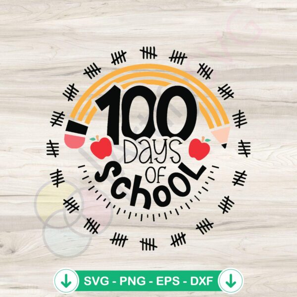 Retro Pencil 100 Days of School SVG file for Cricut cutting