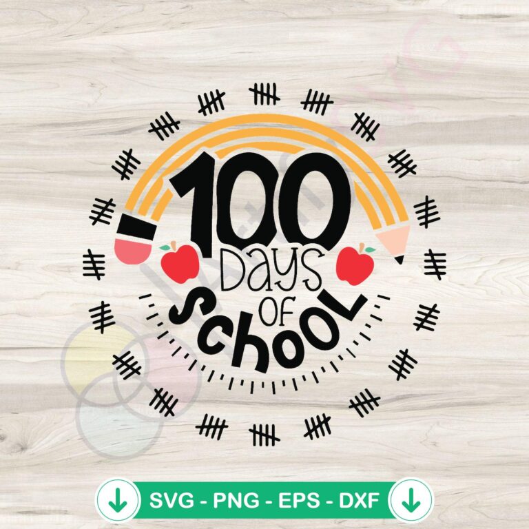 Retro Pencil 100 Days of School SVG Instant Download - Fun Back-to-School Design 2 Retro Pencil 100 Days of School SVG file for Cricut cutting