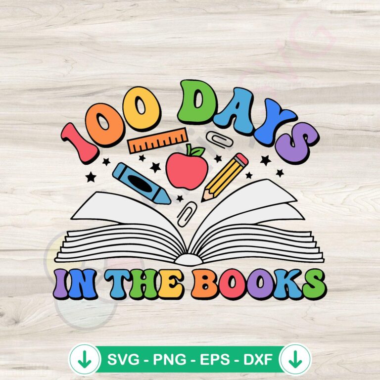 Retro 100 Days In The Books SVG Clipart - Vintage School Graphics 2 Retro 100 Days In The Books SVG file - vintage school cutting file