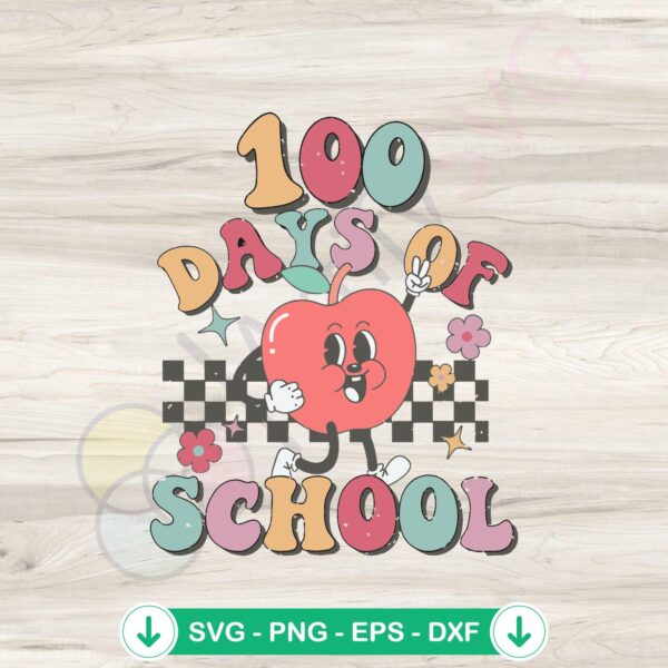Happy 100 Days of School Apple SVG file for cutting machines