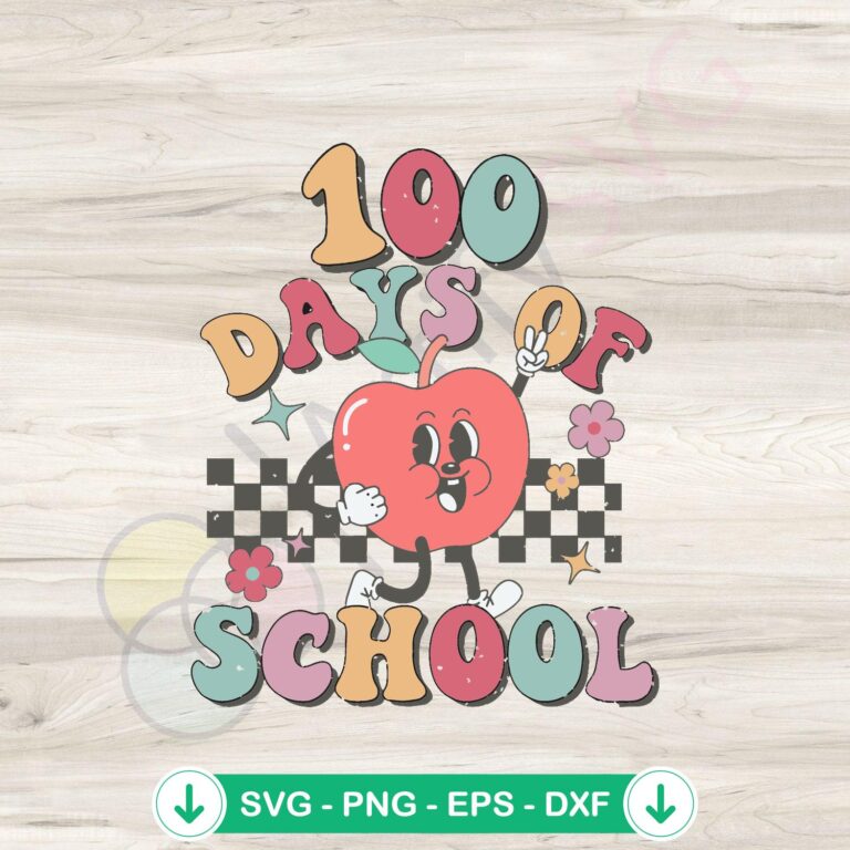 Happy 100 Days of School Apple SVG file for cutting machines