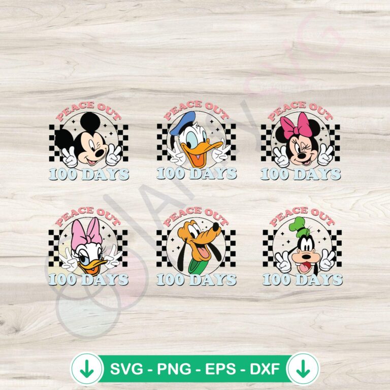 Disney Peace Out 100 Days of School SVG Bundle - Cutting Files 2 Disney Peace Out 100 Days of School SVG file - cricut svg cut file