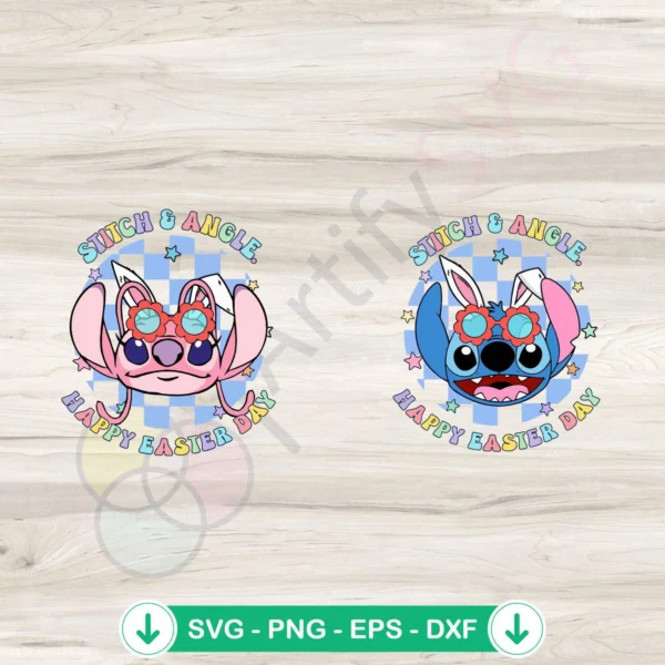 Stitch and Angel Easter Day SVG file for Cricut cutting file