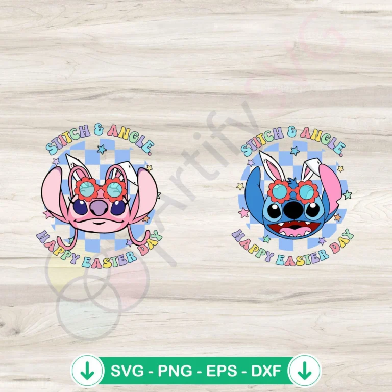 Stitch and Angel Easter Day SVG file for Cricut cutting file