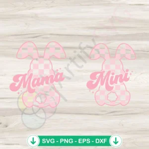 Mama Mini Checkered Bunny SVG file for Cricut cutting machine