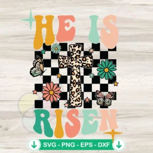 He Is Risen Leopard Christian Easter Cross SVG file