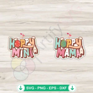 Easter Happy Mama and Mini Bunny SVG file for cutting machines