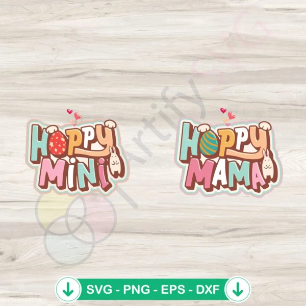Easter Happy Mama and Mini Bunny SVG file for cutting machines