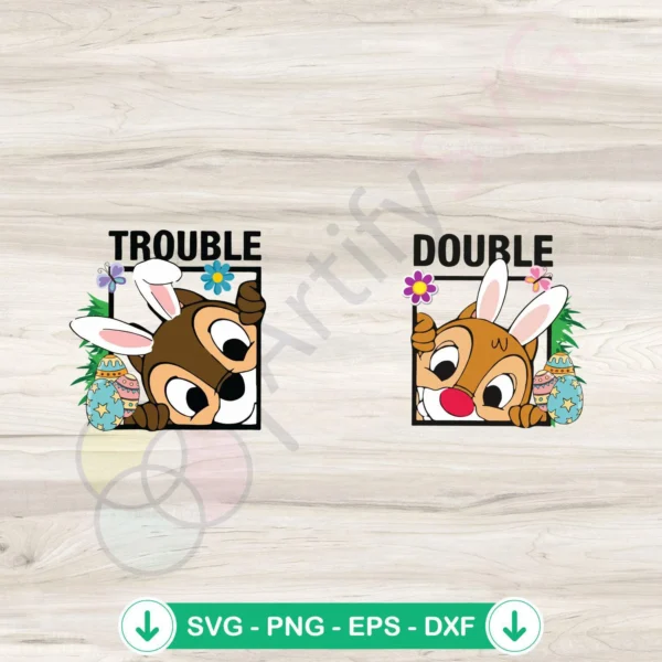 Chip And Dale Funny Easter Double Trouble svg file, cricut svg, cutting file