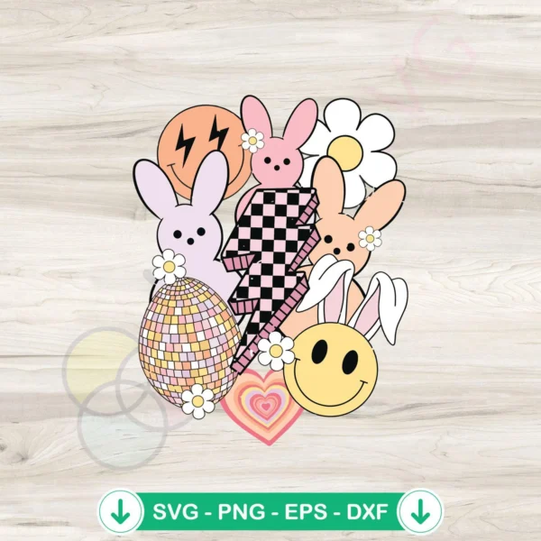 Retro Cute Easter Bunny SVG file for Cricut and Silhouette cutting