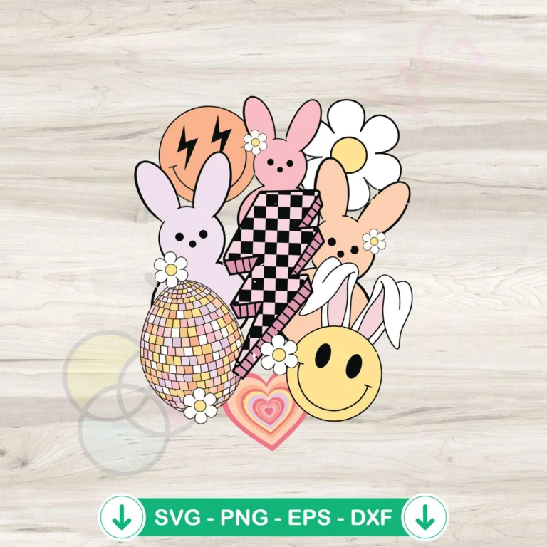 Retro Cute Easter Bunny SVG file for Cricut and Silhouette cutting