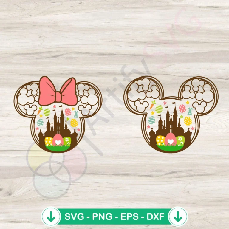 Happy Easter Magic Kingdom Mickey and Minnie Head SVG Digital Download 2 Happy Easter Mickey and Minnie Head SVG file for cutting machines