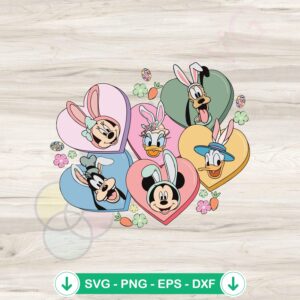 Mickey and Friends Easter Heart SVG file for cutting machines