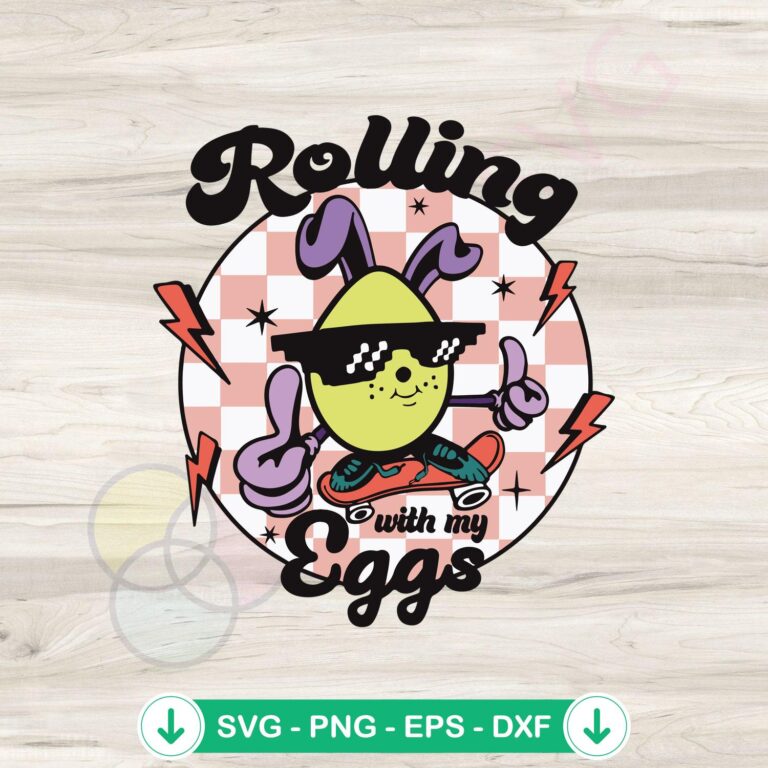 Rolling With My Eggs SVG: Funny Easter Bunny Skateboard Clipart 2 Rolling With My Eggs SVG file - Funny Easter Bunny cutting file