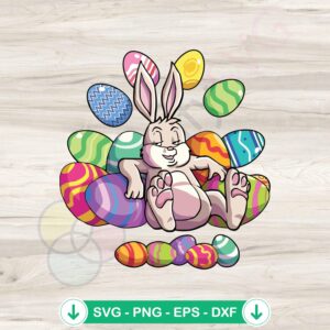 Funny Easter Bunny Eggs svg file for Cricut cutting machine