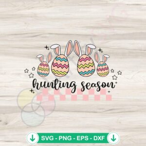 Hunting Season Easter Eggs Bunny Ears SVG file for cutting