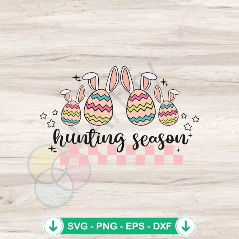 Hunting Season Easter Eggs Bunny Ears SVG file for cutting