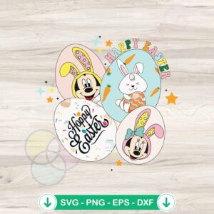 Happy Easter Mickey Minnie Bunny svg file for cricut cutting machine